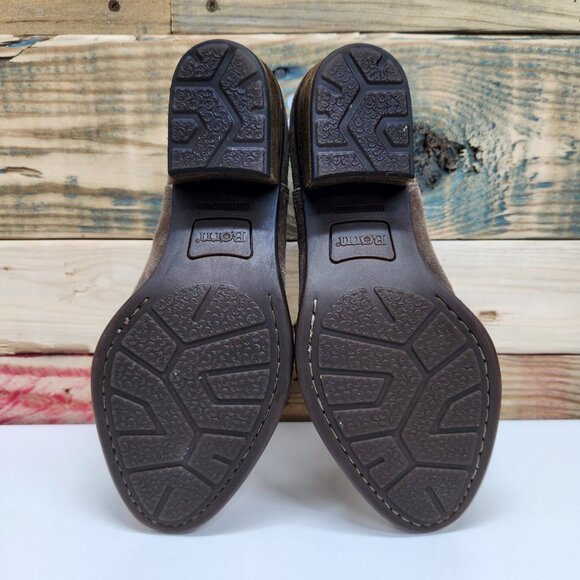 Born Shoes Suede Dallia Slip On Booties Women's Size 7.5 Western Stacked Heel - Picture 10 of 11